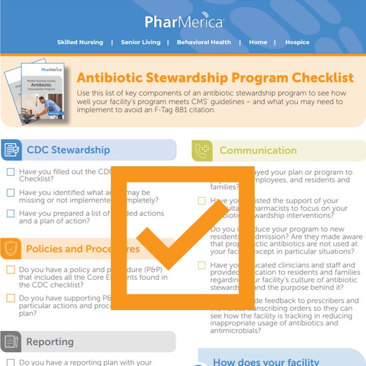graphic depicting part of the antibiotic stewardship checklist for SNFs