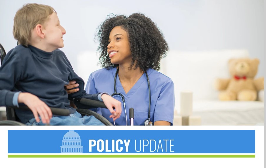 care provider with male with I/DD, policy update header