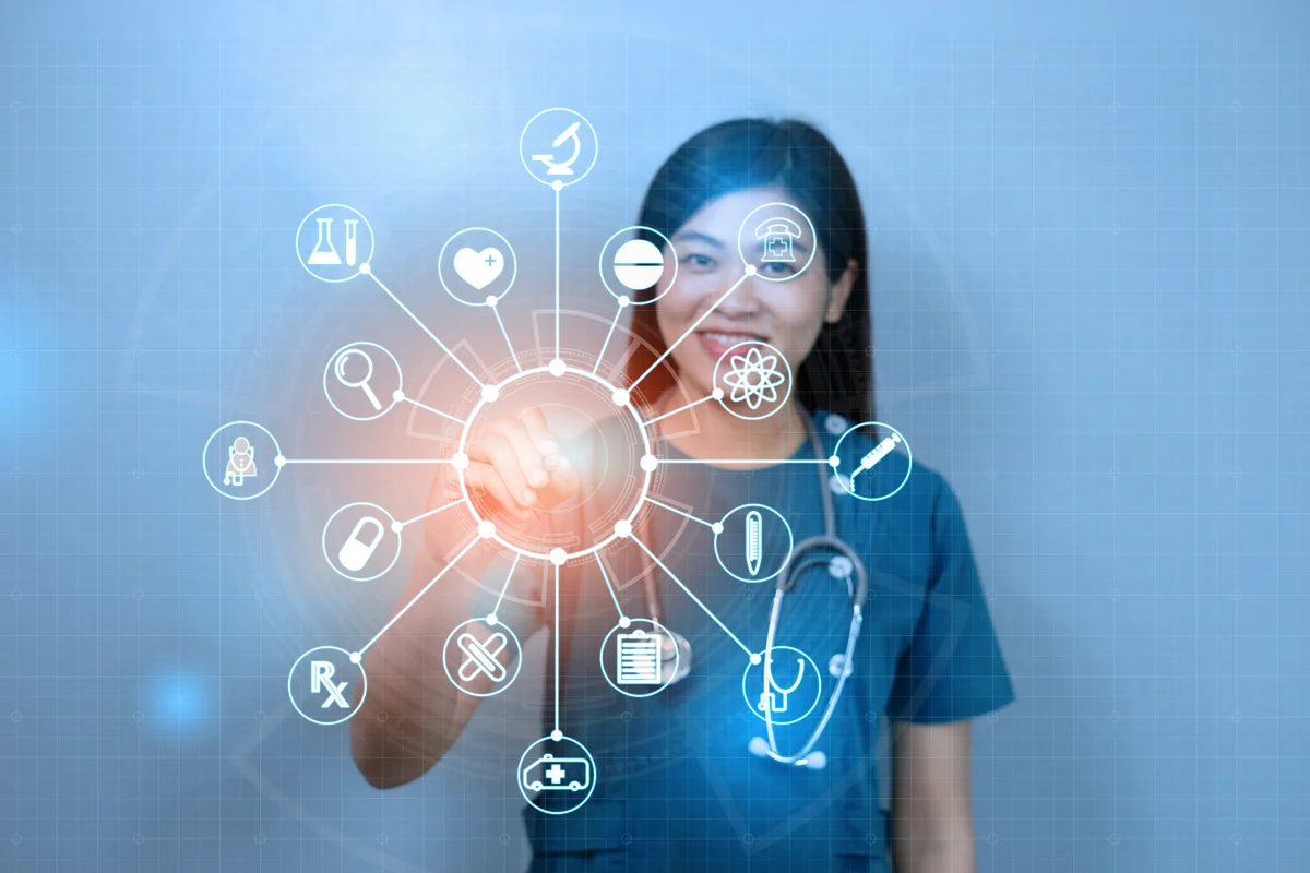 nurse using technology