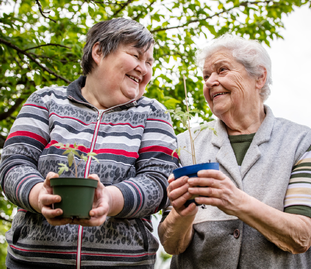 two women gardening
